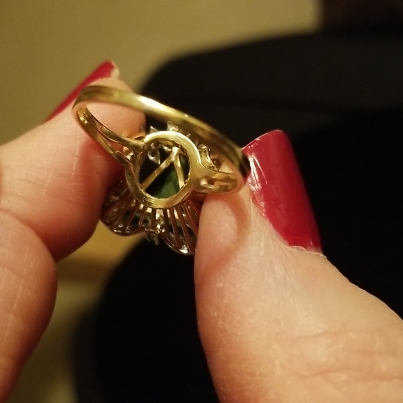 Vintage Art Deco Tourmaline 18k diamond ring - Picture 3 of 11